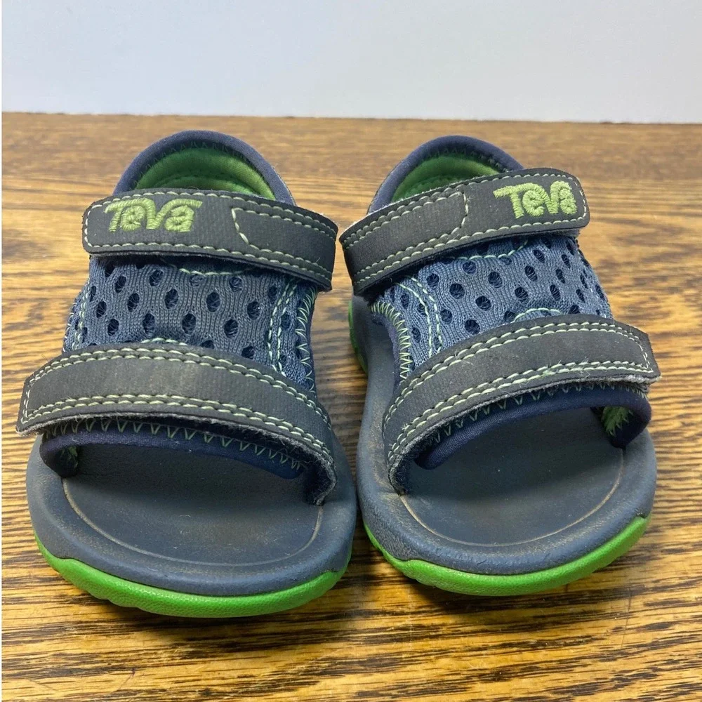 Teva Toddler Psyclone 4 Navy Green Sport Sandals 1019538T Size 4C